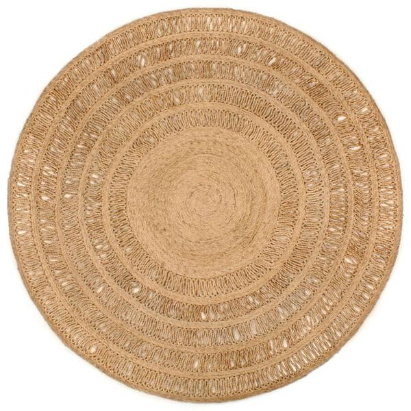 vidaXL Tapis Jute tress&eacute; &agrave; la main 180 cm Rond