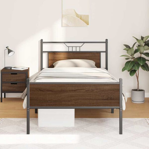 vidaXL Cadre de lit sans matelas ch&ecirc;ne marron 100x190 cm