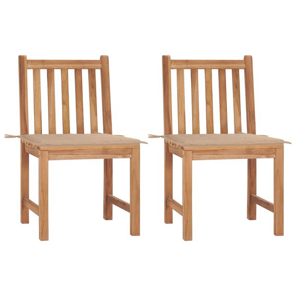 vidaXL Chaises de jardin lot de 2 avec coussins Bois de teck massif