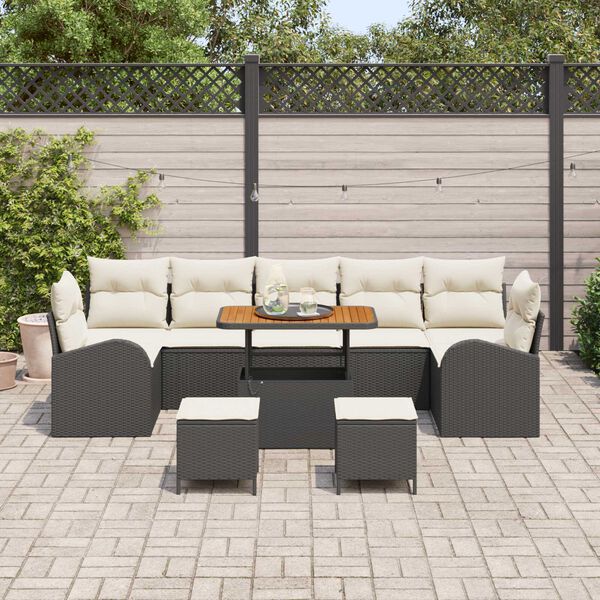 vidaXL Ensemble de canap&eacute; de jardin 10 pcs Noir Poly rotin