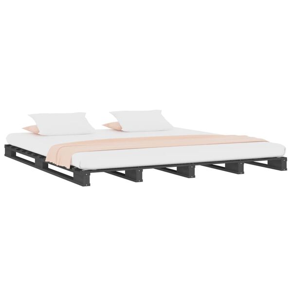 vidaXL Lit de palette sans matelas gris 120x200 cm bois massif