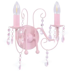 vidaXL Applique murale &agrave; perles Rose 2 ampoules E14
