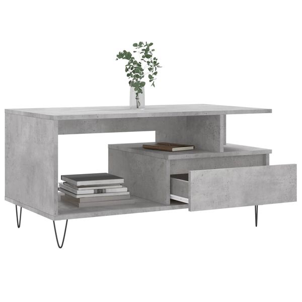 vidaXL Table basse Gris b&eacute;ton 90x49x45 cm Bois d'ing&eacute;nierie