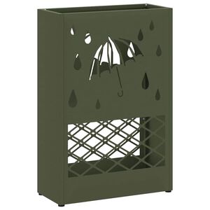 vidaXL Porte-parapluie avec stockage Vert olive 28 x 12 x 41 cm Acier