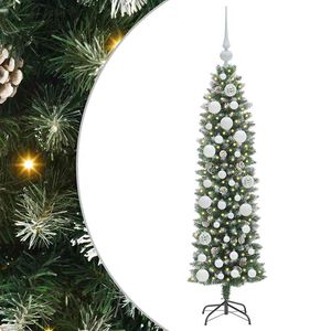 vidaXL Arbre de No&euml;l artificiel slim Vert et blanc 120 cm