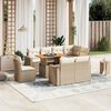 vidaXL Salon de jardin avec coussins 9 pcs beige r&eacute;sine tress&eacute;e