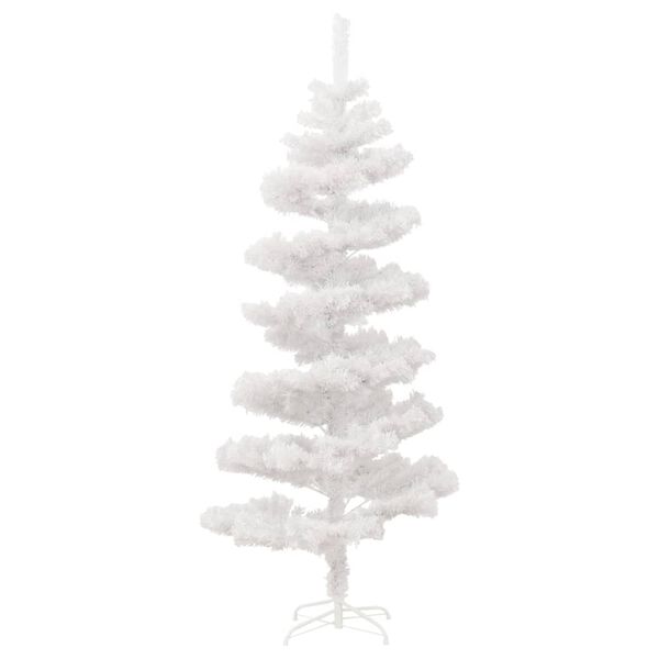 vidaXL Arbre de No&euml;l h&eacute;lico&iuml;dal pr&eacute;-&eacute;clair&eacute; et support blanc 180cm PVC
