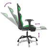 vidaXL Chaise de jeu de massage et repose-pied Noir et vert Similicuir