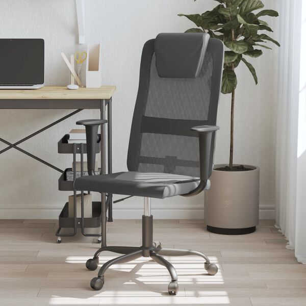 vidaXL Chaise de bureau r&eacute;glable en hauteur gris et noir