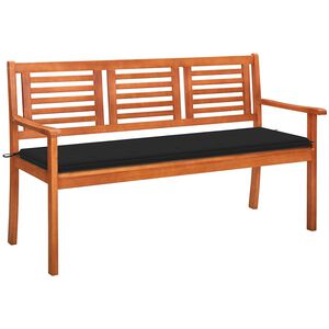 vidaXL Banc de jardin 3 places avec coussin 150 cm Bois d'eucalyptus