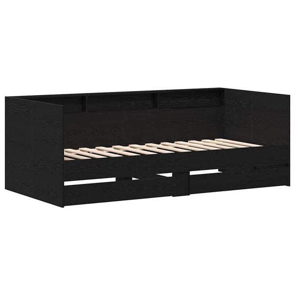 vidaXL Lit d'appoint Ch&ecirc;ne noir 100 x 200 cm Bois d'ing&eacute;nierie