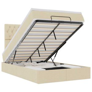 vidaXL Cadre de lit ottoman avec matelas cr&egrave;me 120x200cm tissu