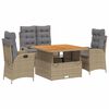 vidaXL Ensemble &agrave; manger de jardin coussins 4 pcs beige r&eacute;sine tress&eacute;e