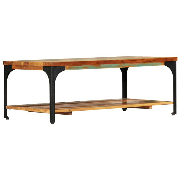 vidaXL Table basse et étagère 100x60x35 cm Bois de récupération solide