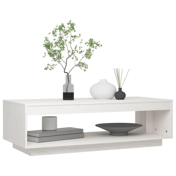 vidaXL Table basse blanc 110x50x33,5 cm bois de pin massif