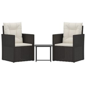 vidaXL Mobilier d'ext&eacute;rieur 3 pcs avec coussins R&eacute;sine tress&eacute;e Noir