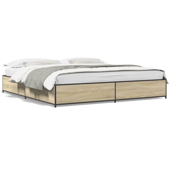 vidaXL Cadre de lit sans matelas ch&ecirc;ne sonoma 200x200 cm