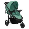 vidaXL Poussette b&eacute;b&eacute; &agrave; 3 roues Vert et noir Acier