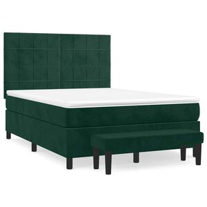 vidaXL Sommier &agrave; lattes de lit et matelas Vert fonc&eacute; 140x190cm Velours