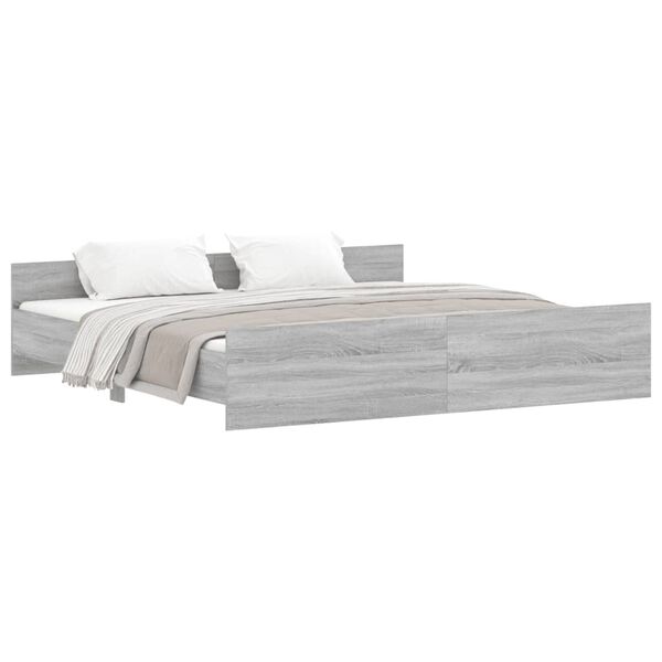 vidaXL Cadre de lit sans matelas sonoma gris 200x200 cm