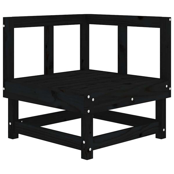 vidaXL Canap&eacute; d'angle avec coussins noir bois de pin solide
