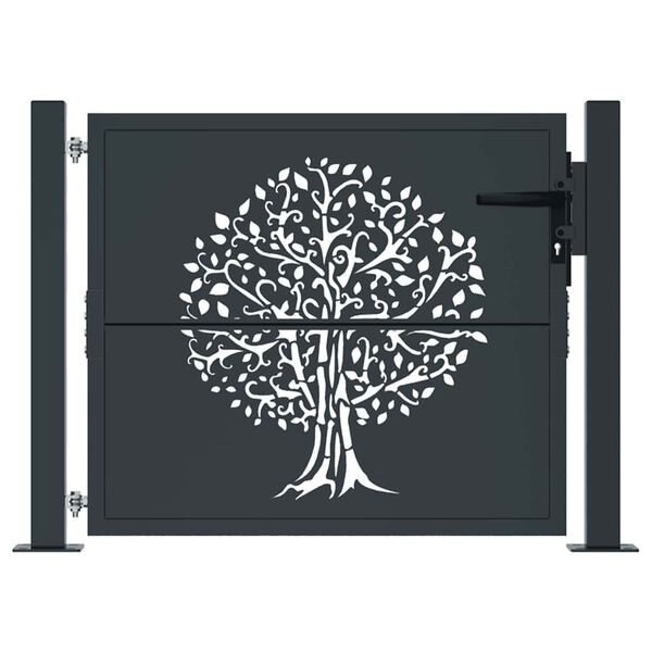 vidaXL Portail de jardin Anthracite 100x100 cm Acier Design Arbre