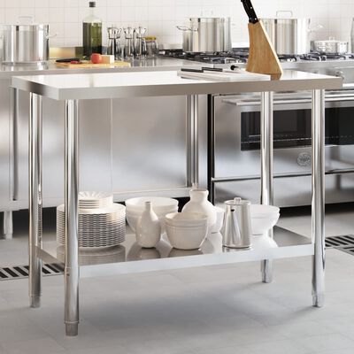 vidaXL Table de travail de cuisine 110x55x85 cm acier inoxydable
