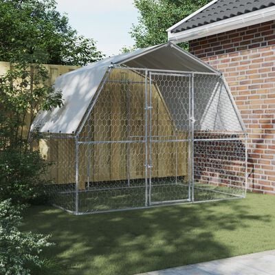 vidaXL Cage pour chiens avec toit et porte argenté acier galvanisé