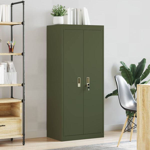 vidaXL Armoire de rangement avec stockage Vert olive 60 x 40 x 140 cm