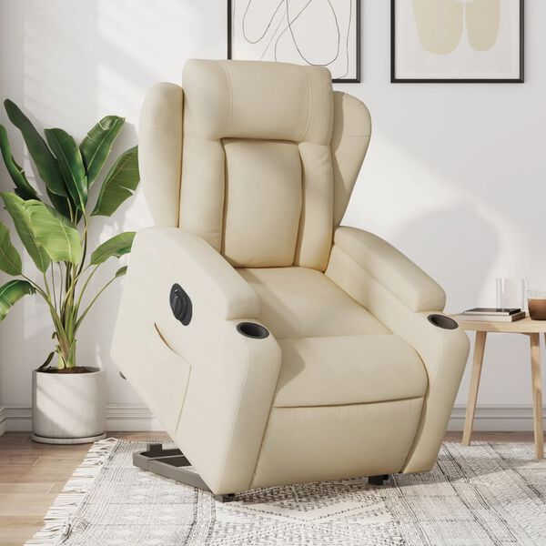 vidaXL Fauteuil inclinable &eacute;lectrique cr&egrave;me tissu