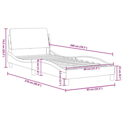 vidaXL Cadre de lit sans matelas gris foncé 80x200 cm velours