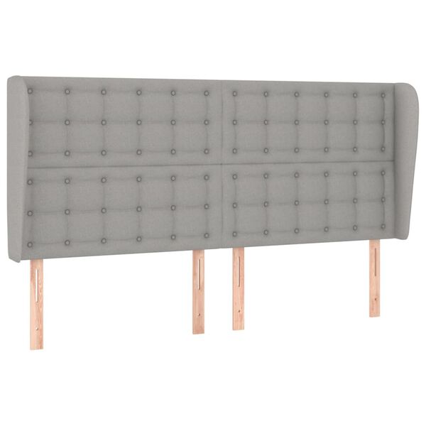 vidaXL T&ecirc;te de lit avec oreilles Gris clair 203x23x118/128 cm Tissu