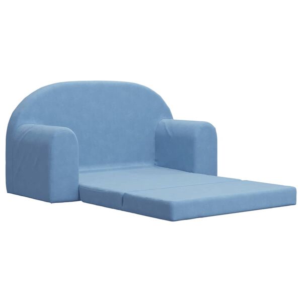 vidaXL Canapé-lit pour enfants 2 places bleu peluche douce