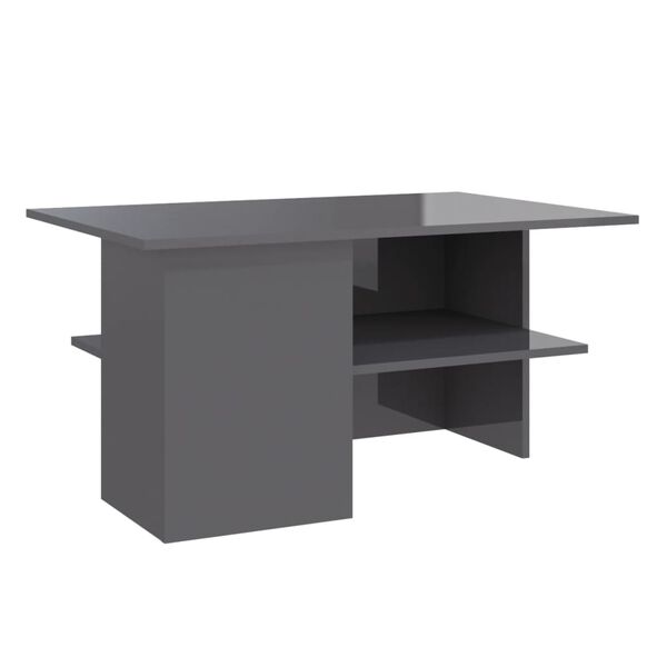 vidaXL Table basse gris brillant 90x60x46,5 cm bois d'ing&eacute;nierie