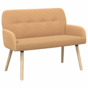 vidaXL Canap&eacute; 2 places avec pieds en bois massif Beige Boucl&eacute;