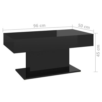 vidaXL Table basse Noir brillant 96x50x45 cm Aggloméré