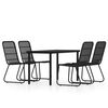 vidaXL Ensemble &agrave; manger de jardin 5 pcs Noir