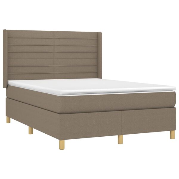 vidaXL Sommier &agrave; lattes de lit avec matelas Taupe 140x200 cm Tissu