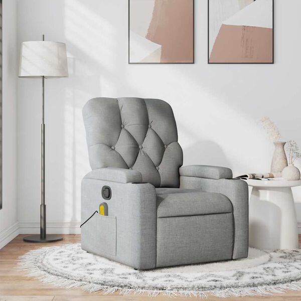 vidaXL Fauteuil de massage inclinable Gris clair Tissu