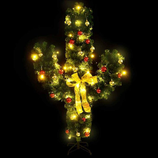 vidaXL Cactus de Noël avec support et LED Vert 150 cm PVC