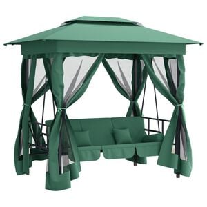 vidaXL Tonnelle de jardin banc pivotant convertible vert tissu acier