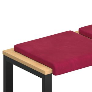 vidaXL Coussin de banc 2 pc Velours Bordeaux Profondeur 35 cm