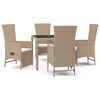 vidaXL Ensemble &agrave; manger de jardin avec coussins 5pcs Beige poly rotin