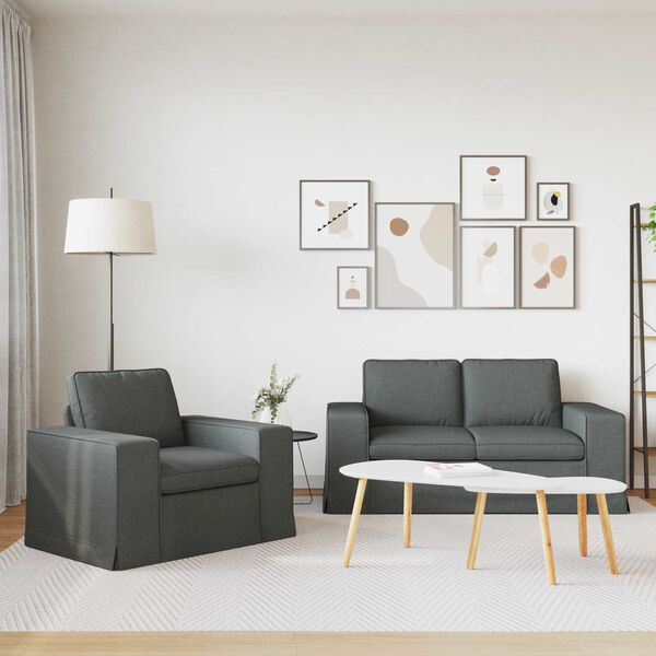 vidaXL Canap&eacute; 120cm 2 pcs Gris fonc&eacute; M&eacute;tал