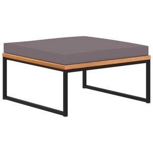 vidaXL Repose-pied avec coussin 66x66x36 cm Bois d'acacia Gris fonc&eacute;