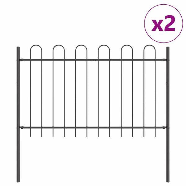 vidaXL Cl&ocirc;ture de jardin 2 pcs Gris 3,4 x 1,2 m Acier rev&ecirc;tu de poudre