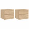 vidaXL Tables de chevet murales avec lumi&egrave;res LED 2 pcs ch&ecirc;ne sonoma