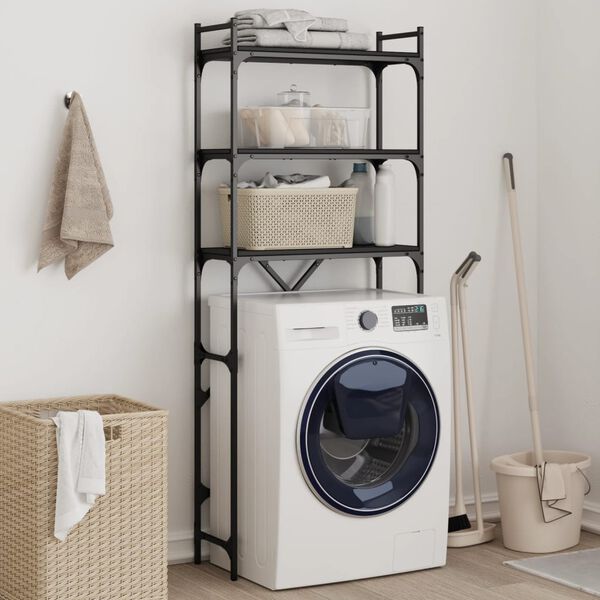 vidaXL &Eacute;tag&egrave;re de lave-linge noir 67x25x163 cm bois d'ing&eacute;nierie