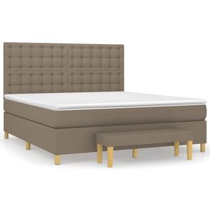 vidaXL Sommier &agrave; lattes de lit avec matelas Taupe 160x200 cm Tissu