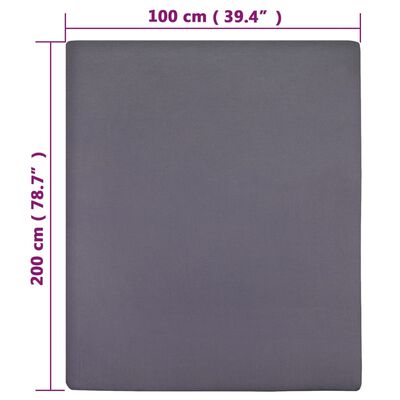vidaXL Drap-housse Jersey Anthracite 100x200 cm Coton